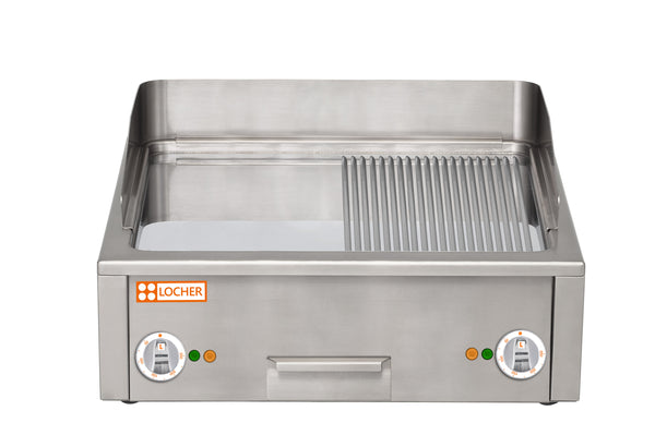 Locher Burger-Bratplatte 1000 hartverchromt, gerillt