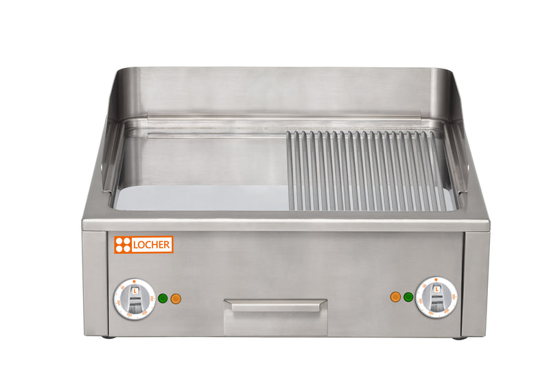 Locher Burger-Bratplatte 1000 hartverchromt, gerillt