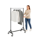 Support de transport robuste Streif – Revêtement noir, avec roues XL et barre à vêtements chromée 