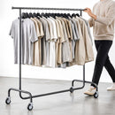 Streif rolling clothes rack, black, L143 cm | Sturdy clothes rack with large wheels 