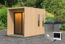 Karibu Gartensauna "Saunahaus Catalina" 3 Personen Natur 9 kW Ofen (finnisch) + Steuergerät