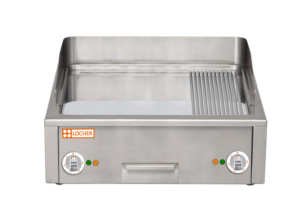 Locher Burger-Bratplatte 1000 hartverchromt, gerillt