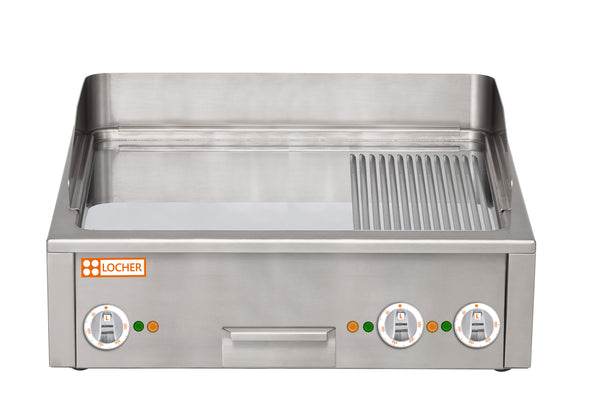 Locher Burger-Bratplatte 1200 hartverchromt, gerillt