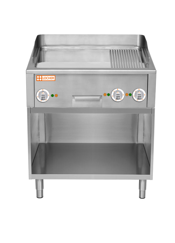 Locher Burger-Bratplatte 1200 hartverchromt, gerillt