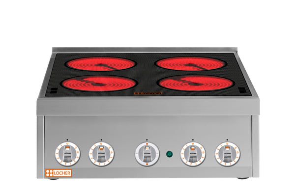 Locher Elektroherd, 4 Kochstellen, á 2,3 kW,
Strahlheizkörper