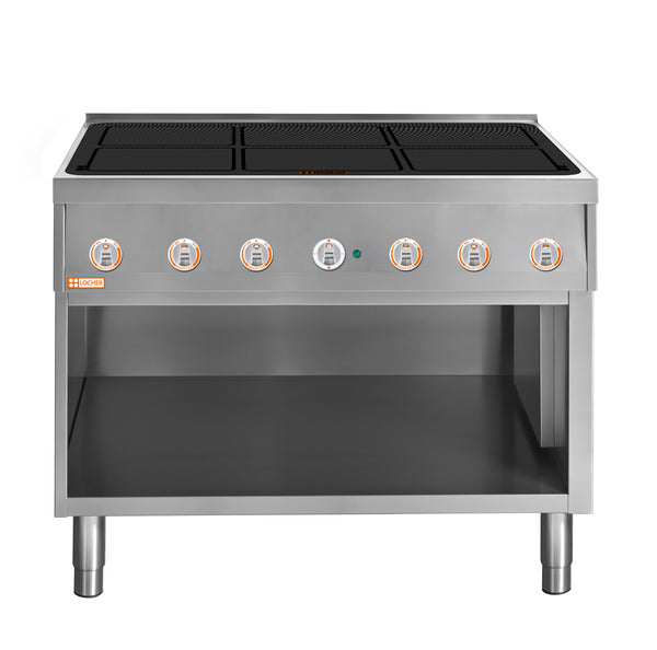 Locher Induktionsherd, 6 Kochstellen á 5 kW
Flächeninduktion