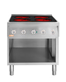 Locher Elektroherd, 4 Kochstellen á 3 kW, 
Strahlheizkörper mit elektronischer Topferkennung