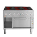 Locher Elektroherd, 6 Kochstellen á 3 kW, 
Strahlheizkörper mit elektronischer Topferkennung
und Bratofen GN 1 1/2 mit Ober-/Unterhitze