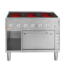 Locher Elektroherd, 6 Kochstellen á 3 kW, 
Strahlheizkörper mit elektronischer Topferkennung
und Brat- und Backofen GN 1/1+ mit Umluft