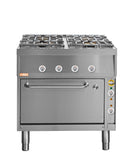 Locher ﻿Gasherd, 4 Kochstellen
und Elektro-Bratofen GN 2/1 mit Ober-/Unterhitze