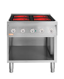 Locher ﻿Elektroherd, 4 Kochstellen á 4 kW, 
Strahlheizkörper mit elektronischer Topferkennung