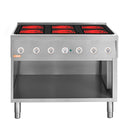 Locher ﻿Elektroherd, 6 Kochstellen á 4 kW, 
Strahlheizkörper mit elektronischer Topferkennung