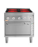 Locher Elektroherd, 4 Kochstellen á 4 kW, 
Strahlheizkörper mit elektronischer Topferkennung und Brat- und Backofen GN 1 1/2 mit Umluft