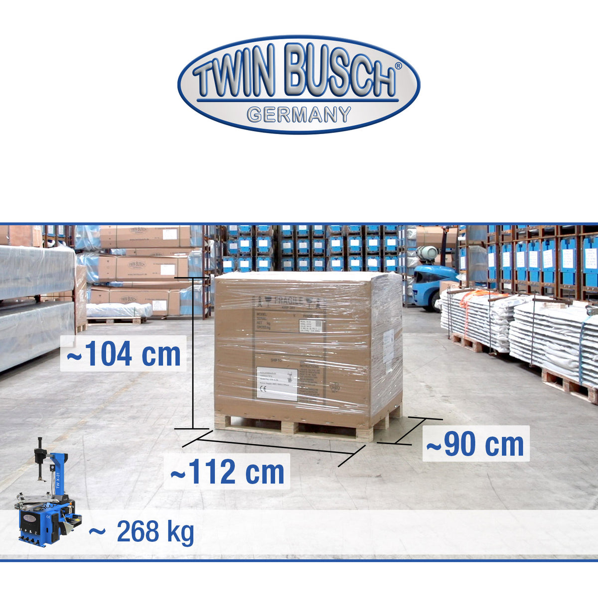 Twinbusch SEMI-AUTOMATIC tire mounting machine - with pneumatically tiltable mounting arm