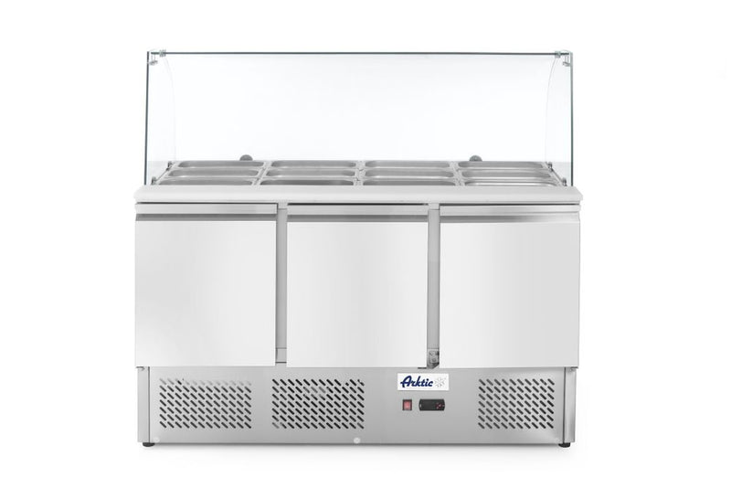 Comptoir réfrigéré Hendi, trois portes avec vitrine vitrée 380L