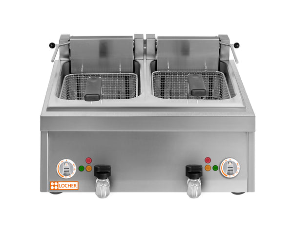 Locher Elektro-Fritteuse, 2 Becken, 2 x 10 Liter
