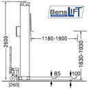 Benslift 1 Säulen Hebebühne 2.5 t Ultraflach - Mobil - Portabel - BL 1.25
