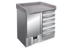 SARO pizza table, 1 door + 6 drawers, model PZ 4001