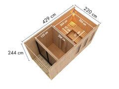Karibu Saunahaus Miramar natur, inkl. 9 kW Ofen ext. Steuerung Wifi HUUM, inkl. Vorraum, 73 mm – Vorschau 2