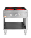 Locher ﻿Elektroherd, 4 Kochstellen á 4 kW, 
Strahlheizkörper mit elektronischer Topferkennung