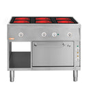 Locher ﻿Elektroherd, 6 Kochstellen á 4 kW, 
Strahlheizkörper mit elektronischer Topferkennung
und Bratofen GN 2/1