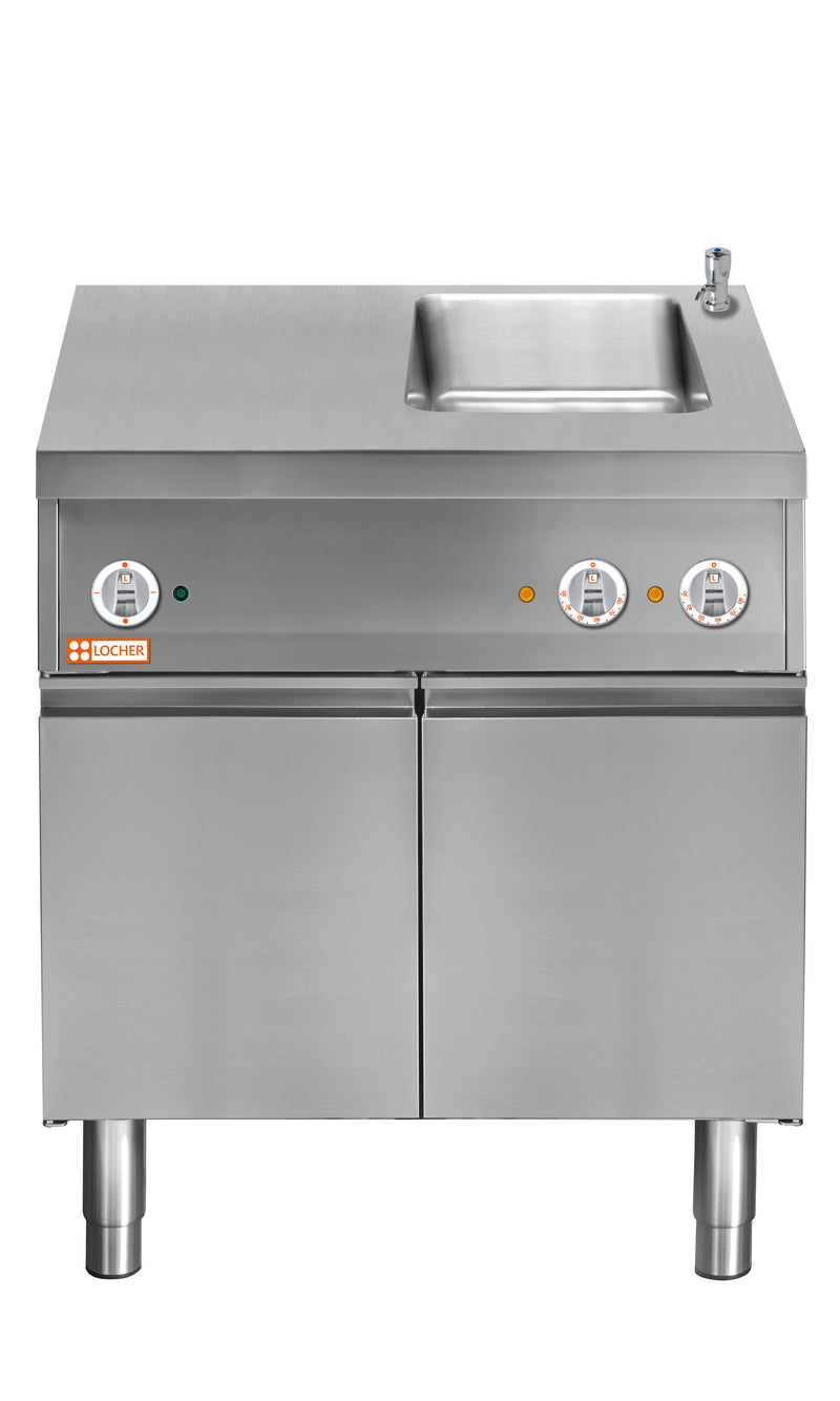 Locher Elektro-Wasserbad GN 1/1 rechts 
mit Teller-Wärmeschrank durchgehend