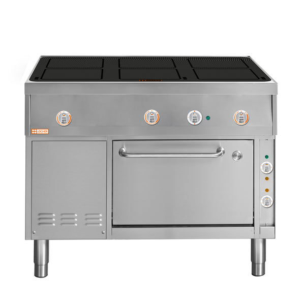 Locher Induktionsherd, 6 Kochstellen á 5 kW und Bratofen GN 2/1