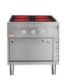 Locher Elektroherd, 4 Kochstellen á 4 kW, 
Strahlheizkörper mit elektronischer Topferkennung und Bratofen GN 2/1