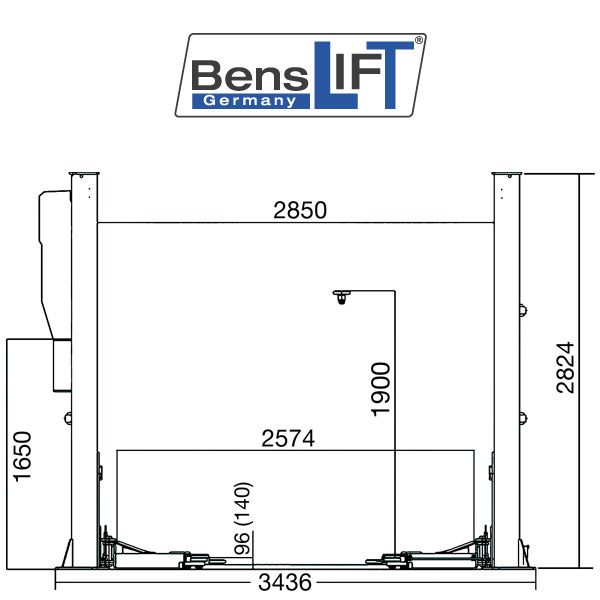 Benslift 2-Säulen-Hebebühne 3.6 T