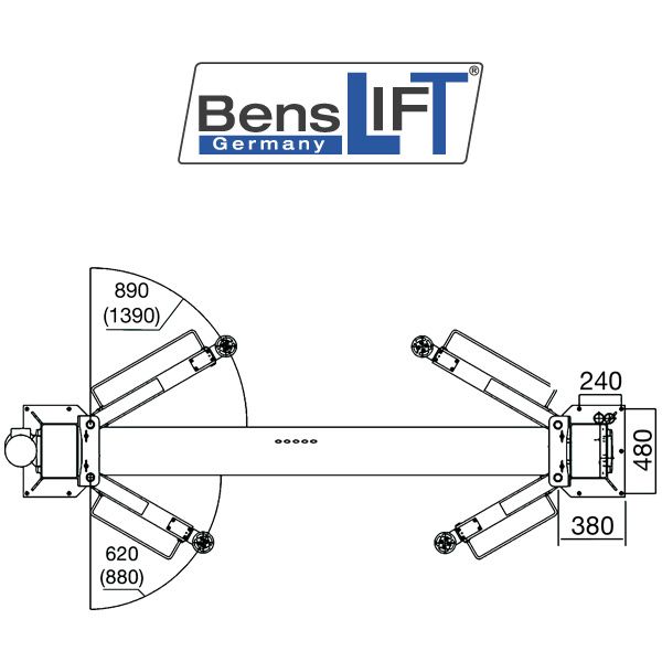 Benslift 2-Säulen-Hebebühne 3.6 T