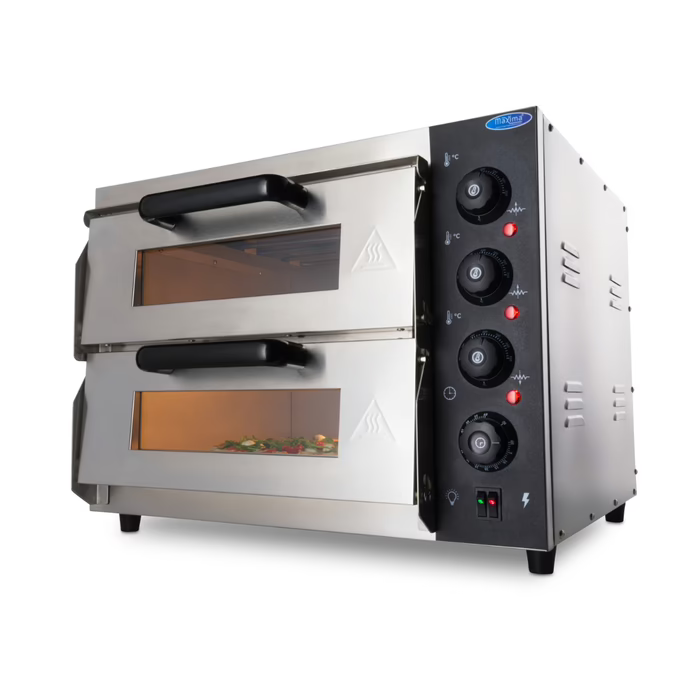 MAXIMA Gastro Pizzaofen - Passt 2 x Ø 40 cm Pizzas - Doppeldeck