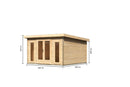 Karibu großes Poolhaus “Radeburg 3” Pultdach modern aus Holz in Natur