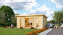 Karibu großes Poolhaus “Radeburg 4” Pultdach modern aus Holz in Natur