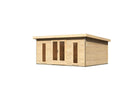 Karibu großes Poolhaus “Radeburg 4” Pultdach modern aus Holz in Natur