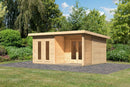 Karibu großes Poolhaus “Gatenhaus Radeburg 5” Pultdach modern aus Holz in Natur