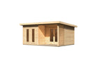 Karibu großes Poolhaus “Gatenhaus Radeburg 5” Pultdach modern aus Holz in Natur
