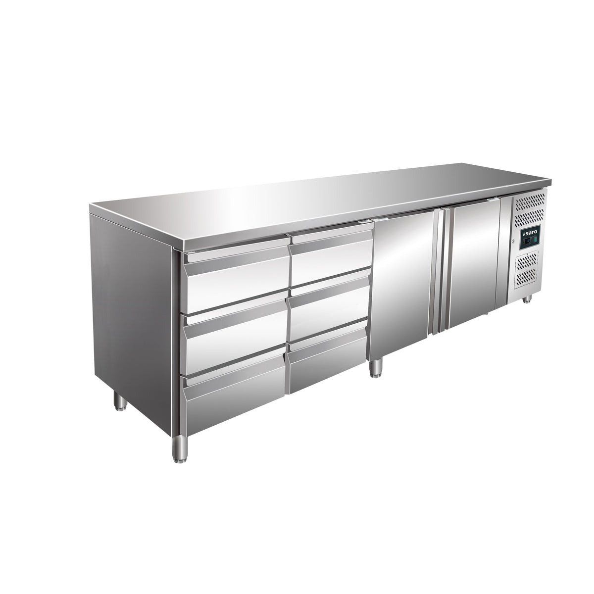Banco refrigerato SARO, 2 sportelli + 2 cassettiere da 3, KYLJA 4150 TN
