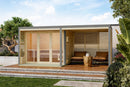 Karibu Gartensauna "Saunahaus Ares 3 mit 2,70 m Anbaudach" 5 Personen