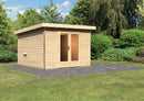 Karibu Gartensauna "Saunahaus Mainburg 1" mit Vorraum 4 Personen Natur ohne Ofen