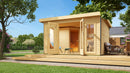 Karibu Gartensauna "Saunahaus Mainburg 3" mit Vorraum 4 Personen Natur ohne Ofen