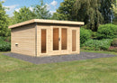 Karibu Gartensauna "Saunahaus Mainburg 3" mit Vorraum 4 Personen Natur ohne Ofen