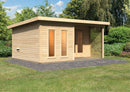 Karibu Gartensauna "Saunahaus Mainburg 5" mit Vorraum 4 Personen Natur ohne Ofen