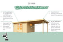 Karibu Gartenhaus “Trittau 5” Pultdach zum Wohnen mit Anbau/Terrasse aus Holz in Natur
