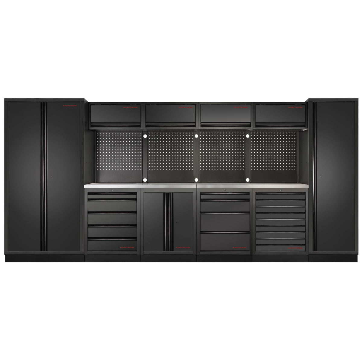 KRAFTWERK MOBILIO BLK combinazione a 6 elementi con parete forata, acciaio inox 430
