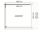 Flachdach Gartenhaus Modell Nelo 44 C mit 400 cm Anbau