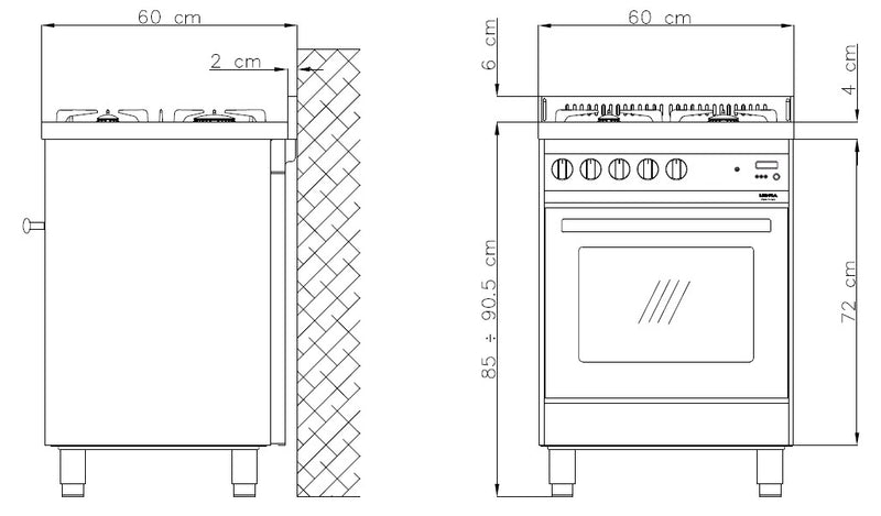 LOFRA - RAINBOW - GAS SINGLE OVEN 60 cm - PBP 66 GVT/C - White 