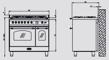 LOFRA - DOLCEVITA - GAS - DOUBLE OVEN 90cm - RNMD 96 GVGTE/ CI - BLACK brass finish 