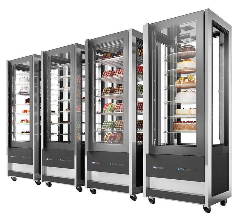 NordCap panoramic refrigerated display case CRISTAL TOWER 930 LH RV TN BLACK