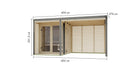 Karibu Gartensauna "Saunahaus Ares 1 mit 2,70 m Anbaudach" 4 Personen
