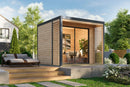 Karibu Gartenhaus Holz & Metall “Saturn” Flachdach modern in Natur